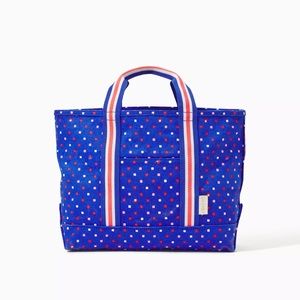 New w/Tags Lilly Pulitzer Mini Mercato Tote Blue Dot Stripe Han Below $88 Retail